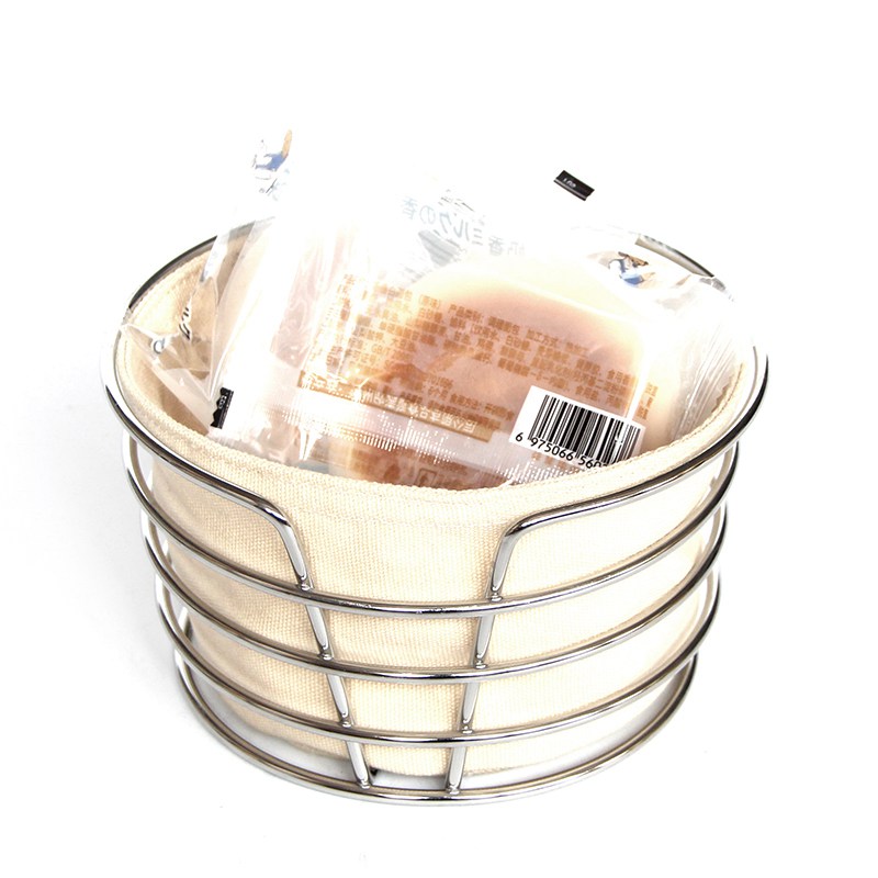 Metal Wire Large Round Bread Storage Basket with Bag
